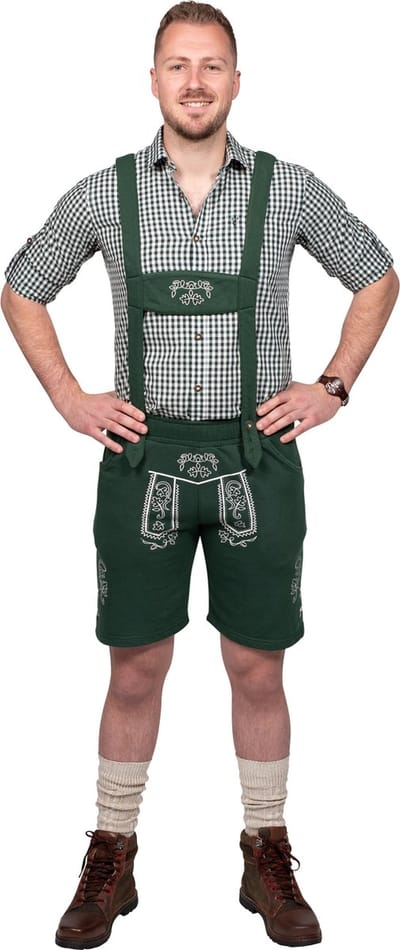 Haus Huberts Lederhosen Heren - Kort Model - Lederhosen Man - Groen - Polyester - Maat M