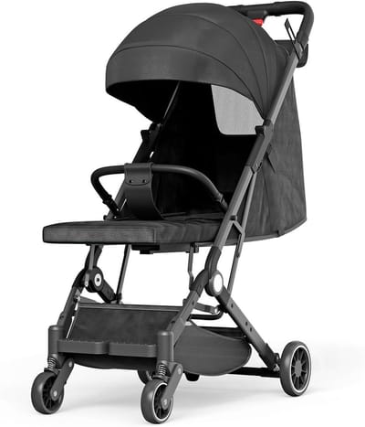 Compacte wandelwagen - Lichtgewicht buggy - Reizen met kinderen - Automatisch met één hand - 6.5 kg - Zwart