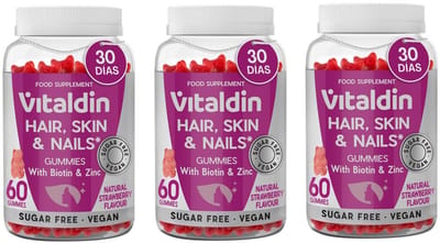 Vitaldin Multivitamine Gummies Haar, Huid & Nagels met Biotine, Zink, Vitamine C, 3 potten