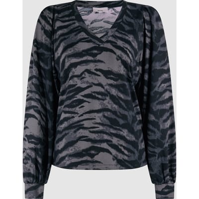 Shoeby La-sbrib Jersey Top Darkgrey Maat: S | Longsleeves Outlet | Dames | Zwart