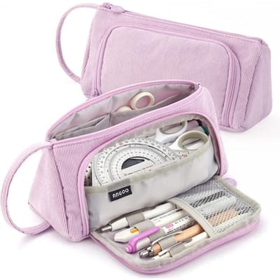 Trousse à crayons en velours côtelé, jolie trousse à crayons aux couleurs macarons, trousse de rangement pour maquillage, fournitures scolaires pour filles