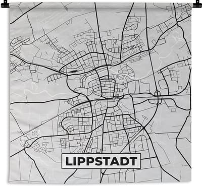 Wandkleed - Wanddoek - Kaart - Lippstadt - Duitsland - Plattegrond - Stadskaart - 180x180 cm - Wandtapijt