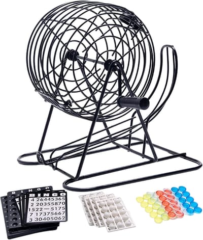 Bingo Kooi - Loterij Houder - Feest Entertainment - Stabiel Metalen Frame - 21 x 21 x 20 cm
