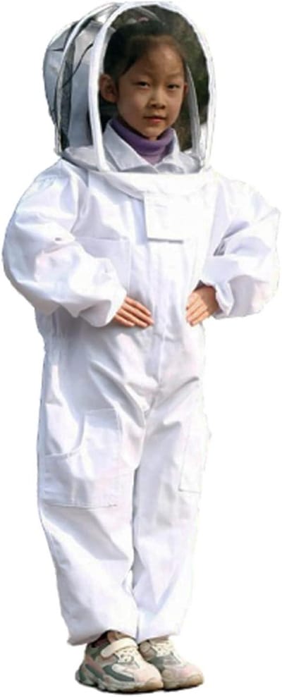 Kinder Bijenteeltkleding - Beschermende Kleding - Bijentuinen Bezoeken - Ademend Katoen - Maat L - Wit