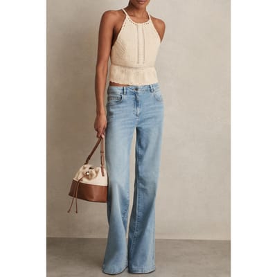 Reiss Crochet Top Cream Maat: 10 | Mouwloze Tops Outlet | Dames | Beige