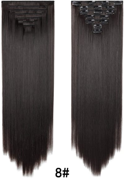 Pruik - Haarverlenging met 16 clips, haarclip, vervangende pruik - Pruik van synthetische vezels met clips - 60 cm -11.8#