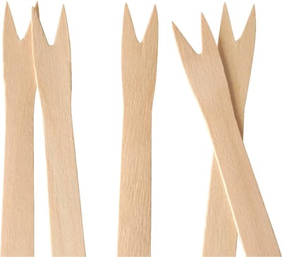 Papstar Snack vorkjes - patatvorkjes - friet vorkjes - 25x stuks - hout - 12 cm