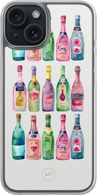Hybride hoesje geschikt voor iPhone 13 - Cheers & cheers - Extra bescherming - Luxe beschermhoes - TPU case - Transparant, Multi - Mooie Telefoonhoesjes