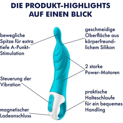 Satisfyer, A-punt vibrator, 'A-Mazing 2, 22 cm', waterdicht, oplaadbaar, flexibele punt