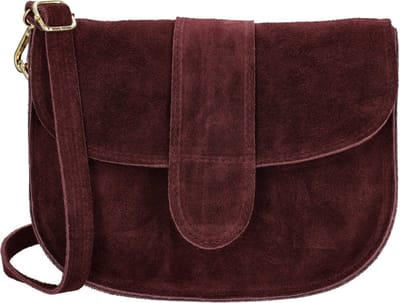 Charm London Anna Schoudertas - Crossbody - Suede - Leer - Leren Dames Tas - Bordeaux rood