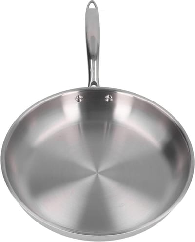 Roestvrijstalen Koekenpan - Ongecoate Koekepan - Dagelijks Koken - Verdikte 3-laags Bodem - 28 cm - Zilver