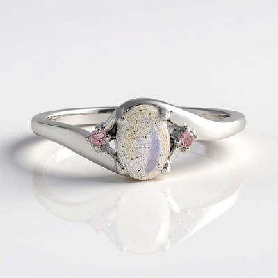 Cavill - Zilveren Ring 925 Sterling - Roze Minary Labradoriet 0,83 ct & Roze Toermalijn 0,04 ct - Ovale Cabochon Comfort Ring - Madagaskar Edelsteen