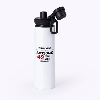 Hacebo® - An awesome 42 year waterfles met draaidop zwart - Hoera 42 jaar - 42 geworden - verjaardagscadeau - gift - kado - water fles - 850ML