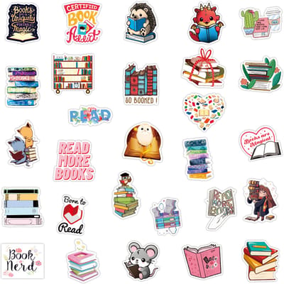 50x Boekenstickers - Stickerset - Laptop & bullet journal stickers - Vrolijke stickers - Multicolor - Ongeveer 5 cm diameter - Jonyx
