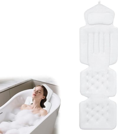 Dik Badkussen voor Volledig Lichaam, Luxe Hoofdkussen voor Ontspanning, Nek- en Schoudersteun voor Spa en Wellness (Wit, 134x41cm)