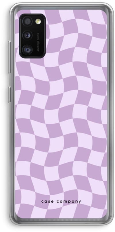 Case Company® - Hoesje geschikt voor Samsung Galaxy A41 hoesje - Grid Paars - Soft Cover Telefoonhoesje - Bescherming aan alle Kanten en Schermrand