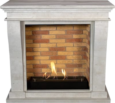 Xaralyn Bio-ethanol haard - Kreta-Mini BST-SWP - wit gepolijst natuursteen - 3 KW verwarming - haardombouw inclusief inbouwhaard - schouw