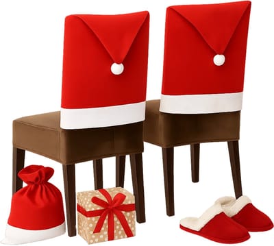Lomera Kerst Stoelhoezen - Stoelhoes Kerstmis - Set van 6 - Feestelijke Sfeer - Kerstversiering Stoelen - Polyester Stoelhoezen - Kerstdecoratie Stoelen - Eetkamer Stoelhoezen - Rugleuninghoes - Stoelbescherming Kerst