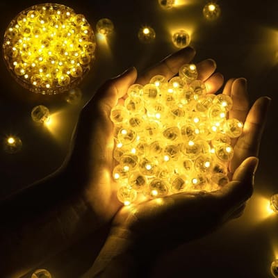 150 stuks - Mini LED-lampjes - Gekleurde ballonlampjes voor papieren lantaarns - Feestelijke decoraties - Rond - Lange standby-tijd - Geschikt voor verjaardagsfeestjes, kerst- en Halloween-decoraties - Warm wit licht