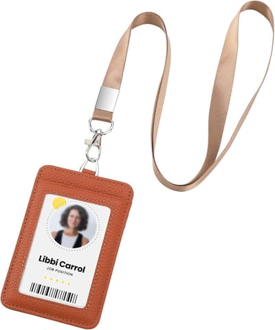 Leren Badgehouder - Kaarthouder Nekkoord - Identificatie Tonen - Meerdere Vakjes - 11.5 x 7.6 cm - Veel Kleuren