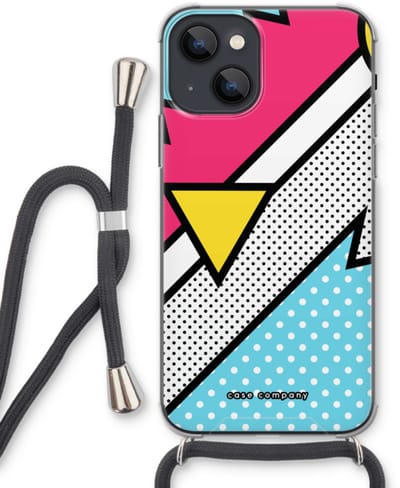 Case Company® - Hoesje met koord geschikt voor iPhone 13 mini hoesje met Koord - Pop Art #3 - Telefoonhoesje met Zwart Koord - Bescherming aan alle Kanten en Over de Schermrand
