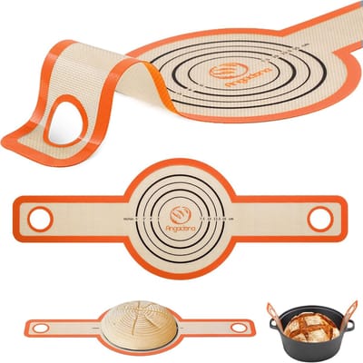 Brood Sling - Bakmat Dutch Oven - Zuurdesem Bakken - Extra Lange Handvatten - 58.93 x 21.08 cm - Oranje