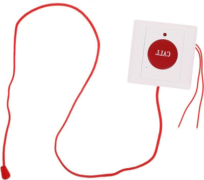 Noodknop met trekkoord - Hulpalarm senioren - Snelle hulpoproep - Wandmontage ontwerp - 8.5 cm - Wit