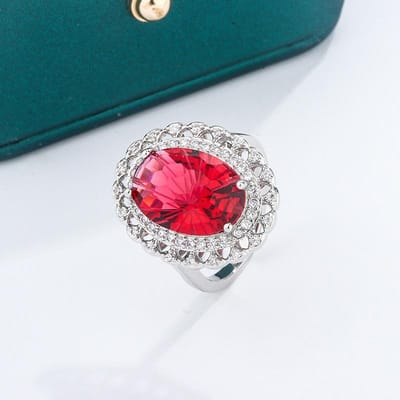 Magnifique Bague S en Argent Zircon Coloré Forme Ovale Bijoux Créatifs Brillants en Argent Sterling Zircon Cadeau d'Anniversaire pour Femmes 10 gray