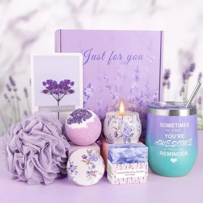 Verwen cadeau set voor vrouwen - spa mand, badverzorging en tuimelaar