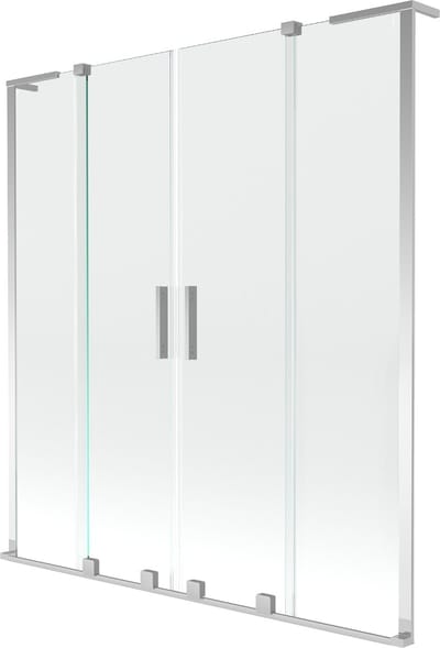 Mexen Velar L Duo badwand paneel 2-delig schuifbaar 150 x 150 , transparant, chroom - 896-150-003-02-01
