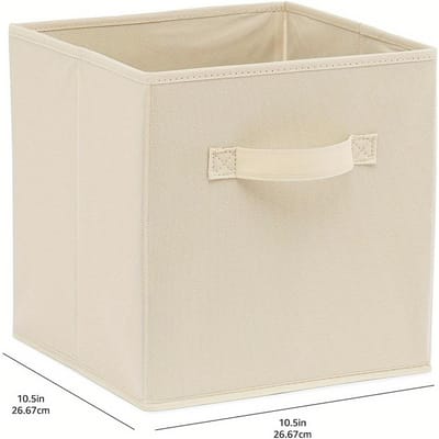 1 STKS Kubus Opbergbakken, Opvouwbare Stoffen Opbergdoos, 27,94 cm Kleding Speelgoed Diversen Organizer En Opbergcontainer Met Handvatten, Opvouwbare Opslag 1pc beige