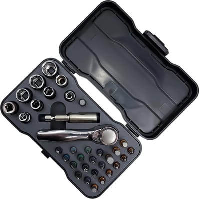 Schroevendraaierset - Reparatieset - Apparatuur Repareren - 34 Delig Magnetisch - 16x9.3x3.6 cm - Grijs