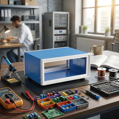 Blauwe metalen behuizing 170 x 130 x 80 mm voor DIY projecten, schakelkasten, verdeelkasten en elektronische producten met schroeven
