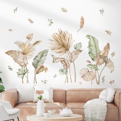 Dailygoody - Muursticker Palm Bladeren - Boho Muurdecoratie - Groene Planten - Eenvoudige Decoratie - Geschikt voor Woonkamer en Slaapkamer