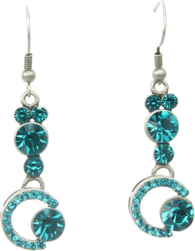 Behave - Oorhangers retro look met turquoise steentjes - Feestelijk