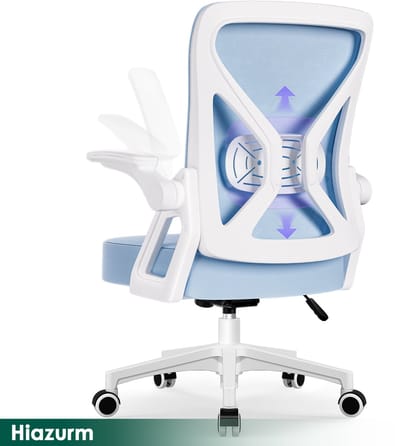 Hiaonyx Bureaustoel-Ergonomische bureaustoel-bureaustoelen voor volwassenen-Opklapbare armleuningen-Lendensteun-Verdikt en verbreed zitkussen-Blauw