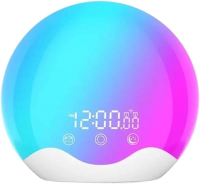 Digitale Wekker - Wake-up Light - Rustig Wakker Worden - Dubbelzijdig Natuurlicht - 18 cm Diameter - Meerdere Kleuren