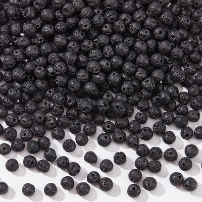 4 Strands Ongeveer 376 Stuks Natuurlijke Lava Steen 4mm Ronde Kralen Spacer Kralen voor Sieraden Maken en Kettingen