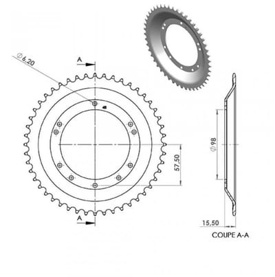Couronne de transmission Teknix pour Mobylette Peugeot 50 103 MVL Neuf