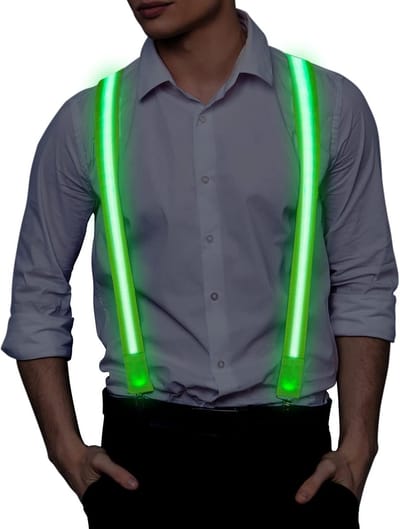 Oplichtende bretels, Man LED Lichtgevende 3 Flash Modes Glow Verstelbare Verlichte Vlinderstrikken met Ritssluiting, Kostuum Accessoire voor Feesten, Bars, Halloween, School, Kerstmis Groen