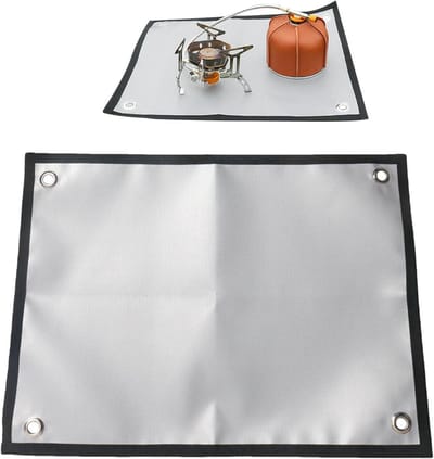 Vuurkorfmat Beschermmat - Brandwerende mat Buiten - Buiten Koken - Efficiënte Hittebarrière - 35x46 cm - Grijs