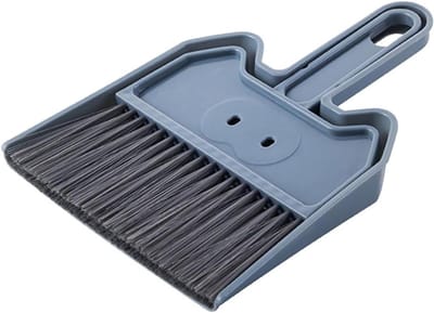 Schoonmaak set - Mini bezem stoffer - Kleine ruimtes reinigen - Compact formaat - 22 x 17 cm - Blauw