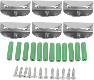 Dailygoods- Glasklem Roestvrij Staal - 6 Stuks - Beugel voor 12-14 mm Dikte Glas - Handgepolijst - Veilig en Praktisch - Afmetingen 49 x 20 x 24 mm - Glasclip