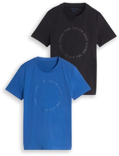 Tom Tailor - Basic T-shirt in een set van 2 - Maat 152 - soft sapphire blue