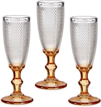 Vivalto Champagneglazen Monaco - 6x stuks - 180 ml - goudkleurige voet