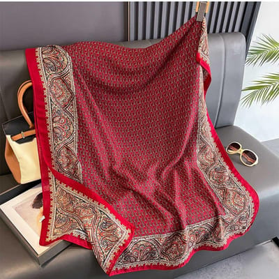 High End Retro Zijden Sjaal Dames Lente Herfst Paisley Katoen Linnen Sjaals Mode Sjaal Hoofdband Bandana Hijab 85x180cm gray