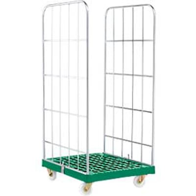 Rolcontainer, 2-zijdig, kunststof vloerplaat, 724 x 815 x 1660 mm, groen (RAL 6024)