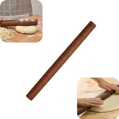 Deegroller - Koekjesdeegroller - Pizzadeegmaker - Brooddeegmaker - Houten deegroller - Makkelijk schoon te maken - Plakt niet - Keukenaccessoire - Geschikt voor pizza, brood, taart (bruin, 40*3,2 cm)