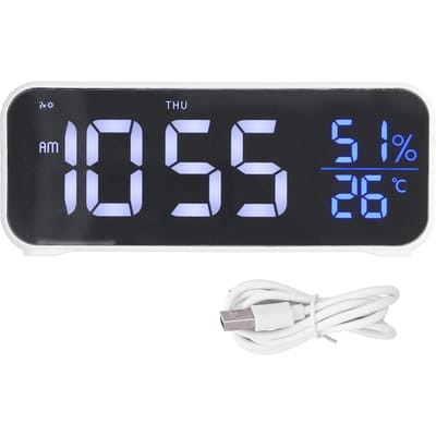 Réveil numérique LED, réveil musical numérique, chargement USB, horloge électronique, affichage de la température