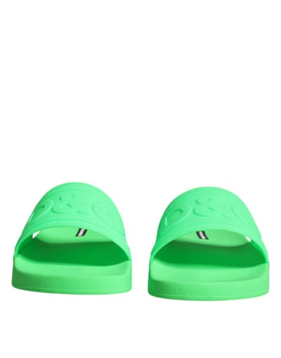 Dolce & Gabbana Groene Leren Slippers Sandalen Strandmode Schoenen